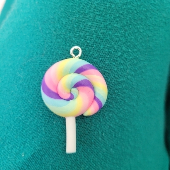 NEW Handmade Polymer Clay Big Pendants, Lollipop, Colorful - Picture 2 of 10